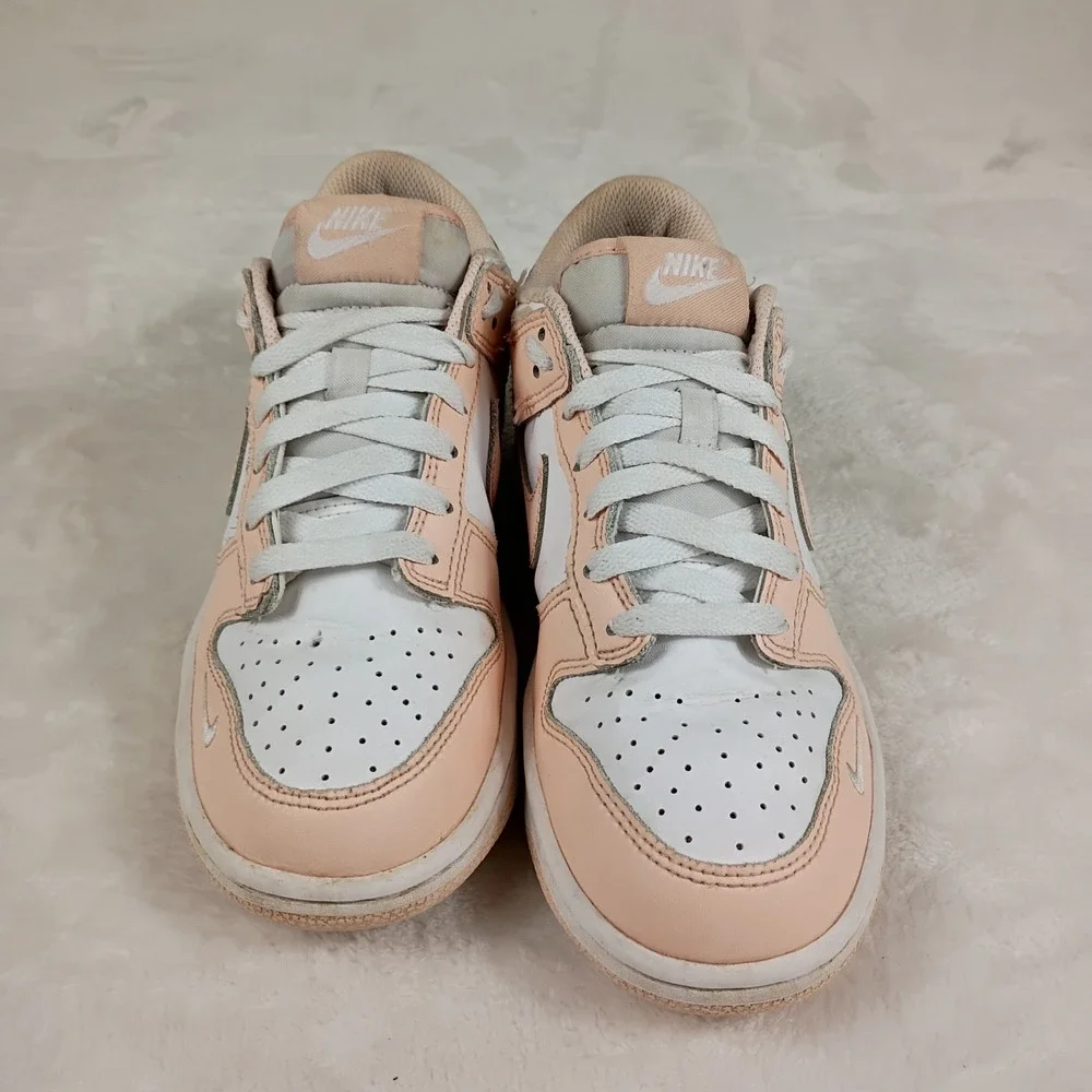 Nike Dunk Low Sneakers Youth 6Y Pink  Leather Low Top Lace Up‎ Shoes